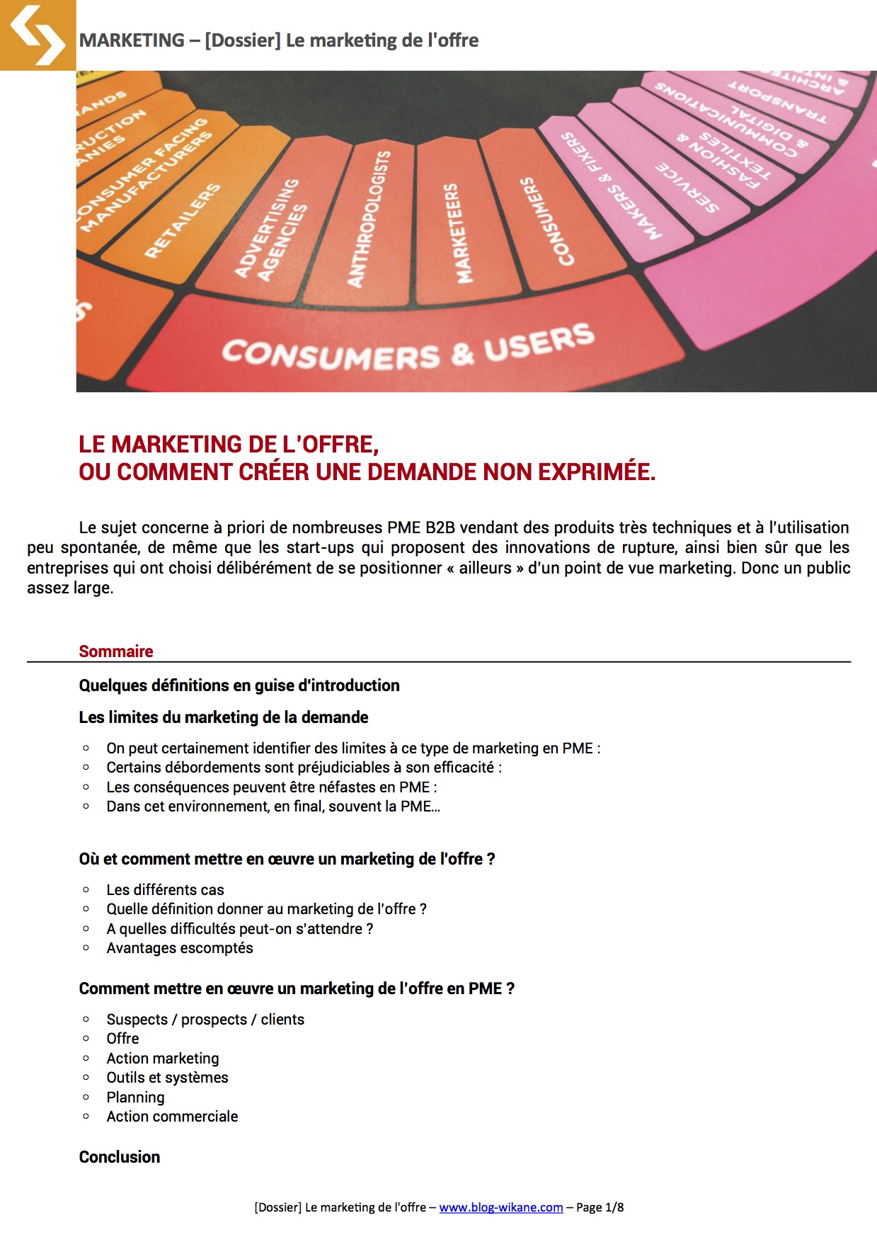 Dossier Marketing de l'offre - sommaire